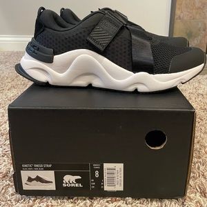 Sorel Women’s Kinetic RNEGD Strap Sneaker Black/White Size 8 - Brand New